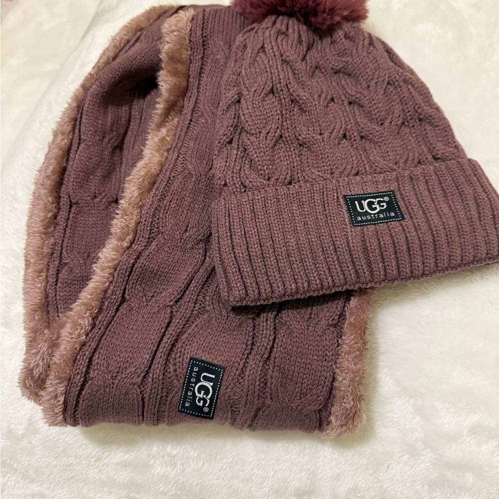 NWOT UGG Knit Infinity Beanie and Scarf Set - the color is Mauve - Picture 1 of 6